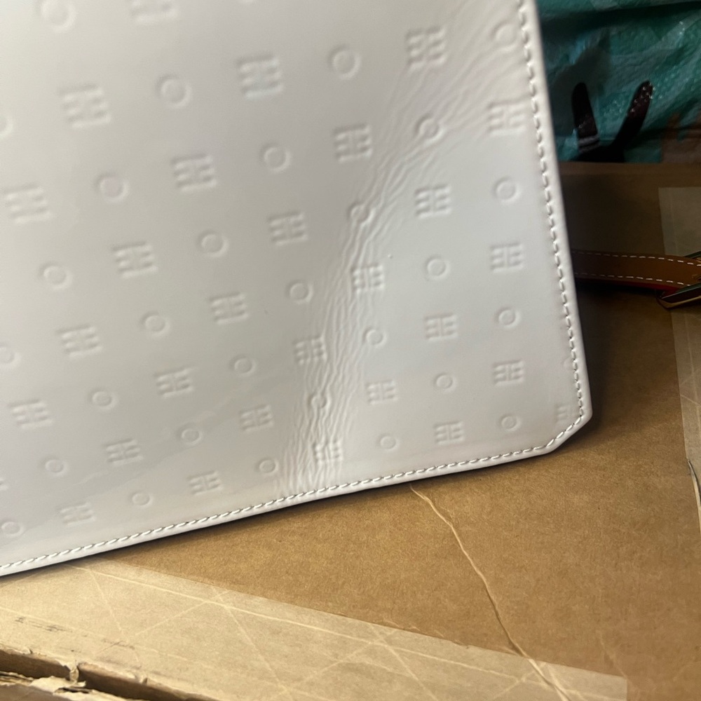 Arcadia Italian patent leather satchel bag white NWT retail $498 - Picture 15 of 16